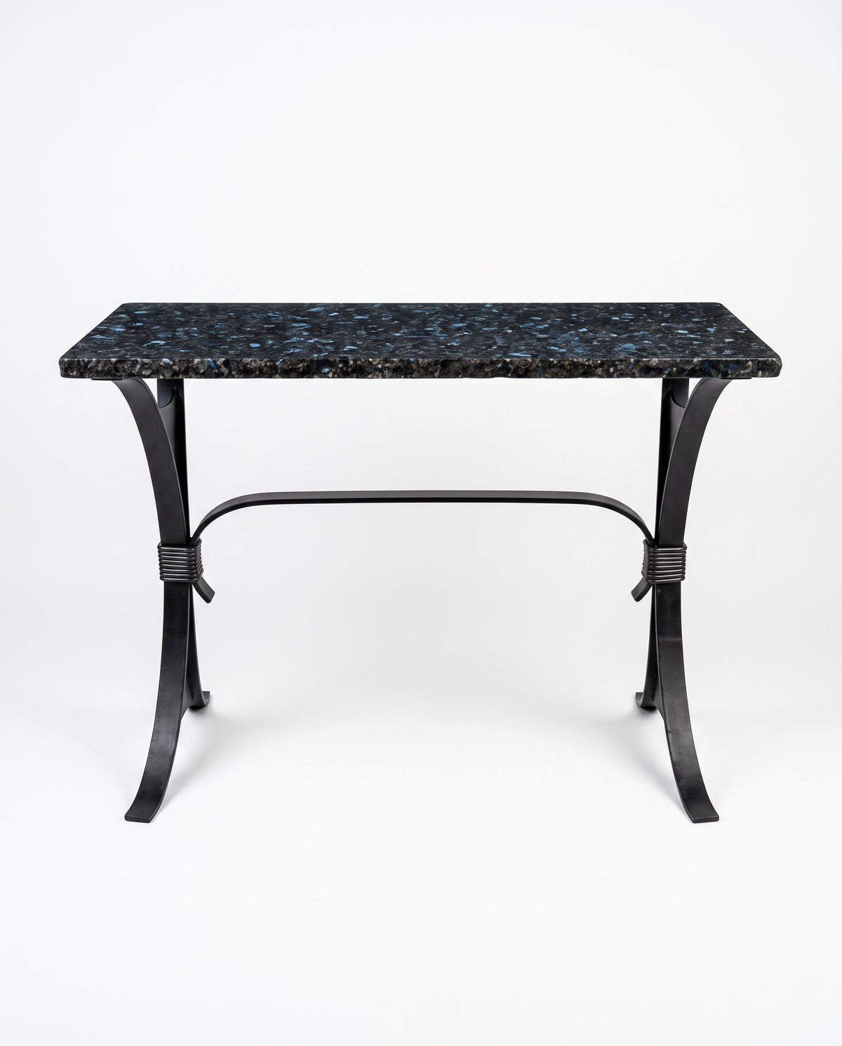 Black Iron Chiseled Edge Top, Black Marble Base Console 48W 24D 31.5H
