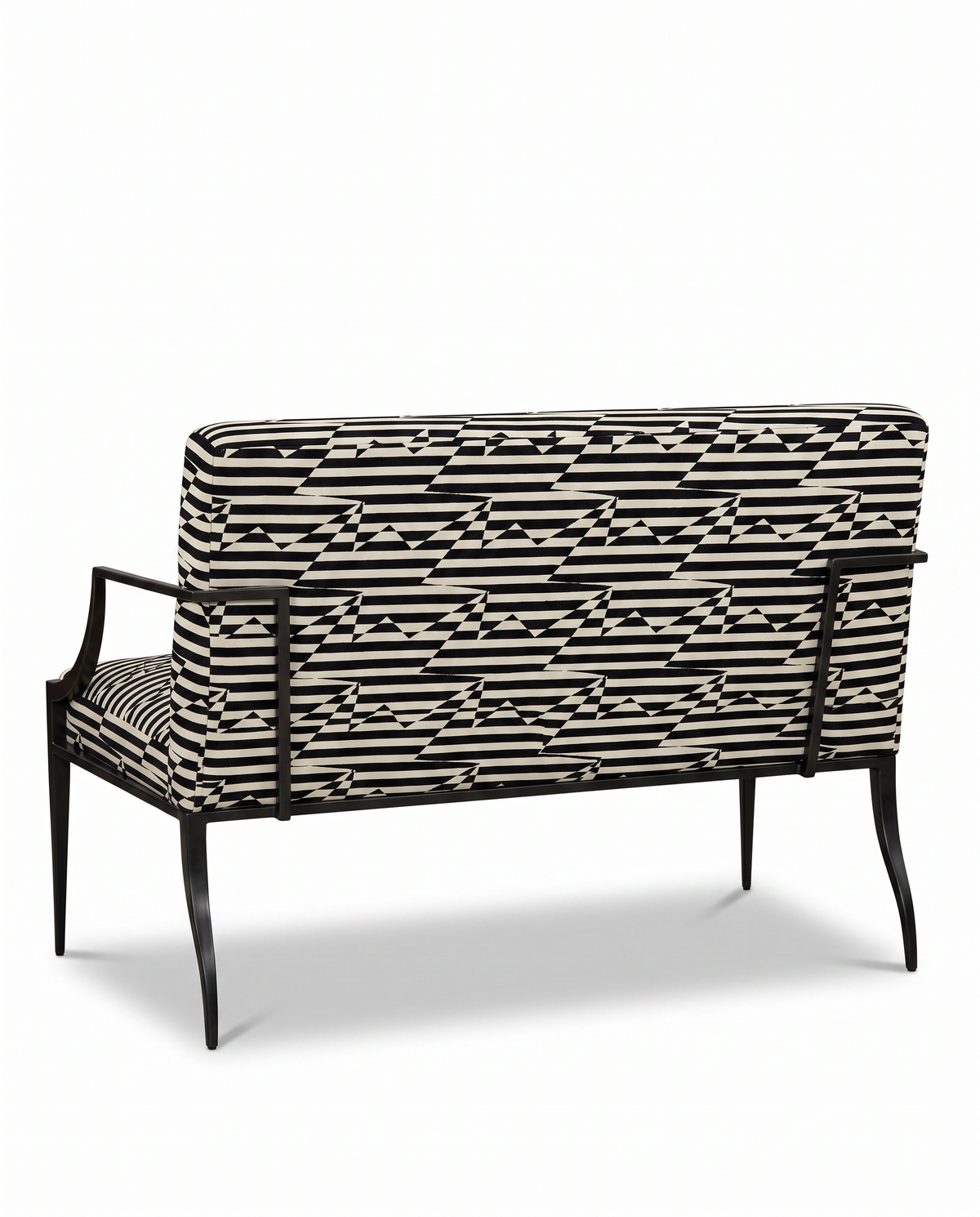 Bolier Graphic Patterned Upholstered Black/White Sette 48W 27D 32.5H