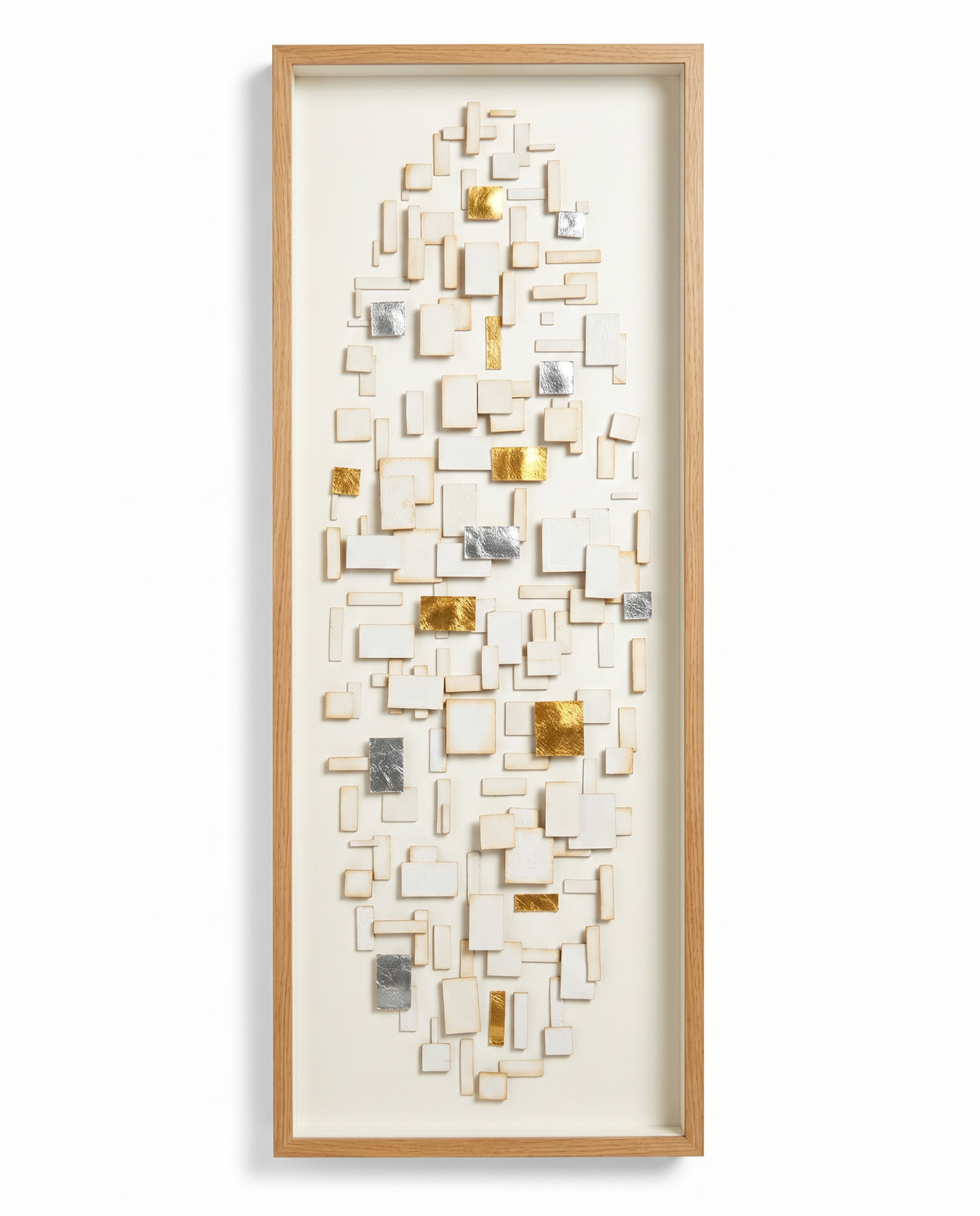 Braydon Studio Abstract Print, Mosaic Design, Neutral Tiles w/Gold/ Silver Accent