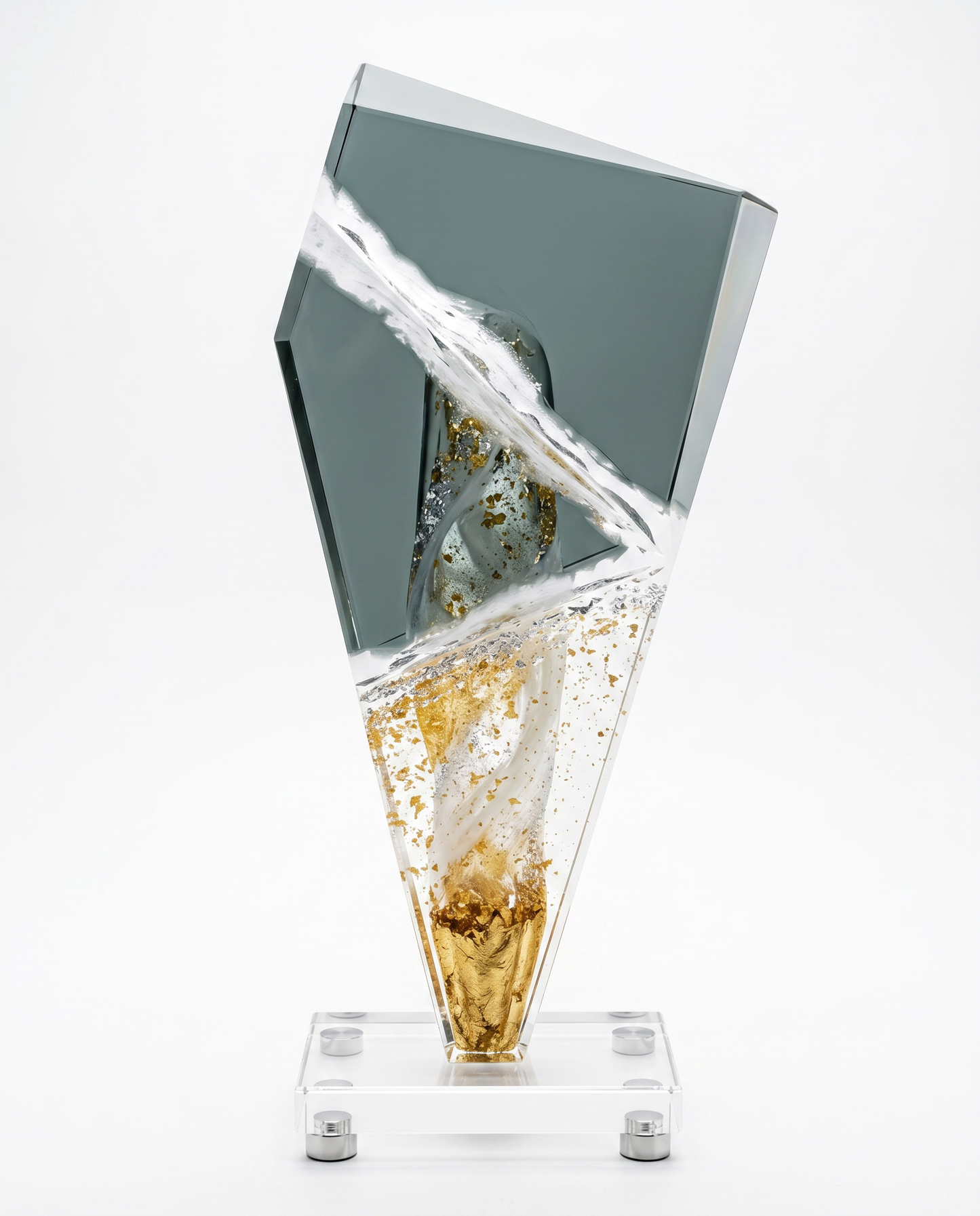 Custom Lucite Sculpture Smoked w/Gold Specks