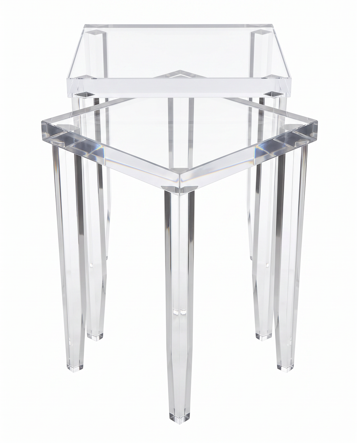 Custom Lucite Stacking Accent Tables (PAIR) 14"Sq x 23.5"