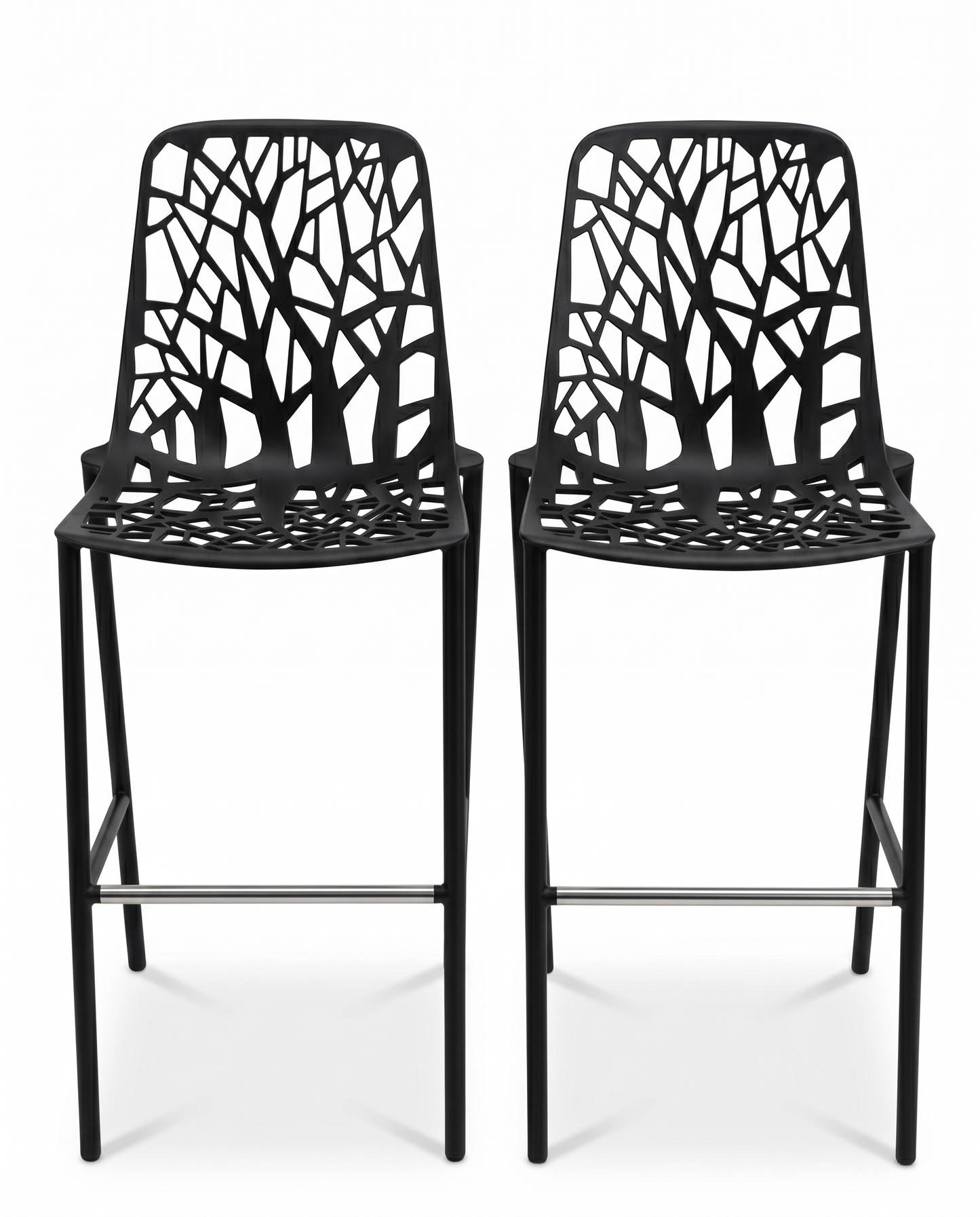 Designed by Robby Cantarutti for Fast, Blk. Powder-Coated Aluminum Hi-Bk Bar Stools (PAIR) 18.75, 20, 46