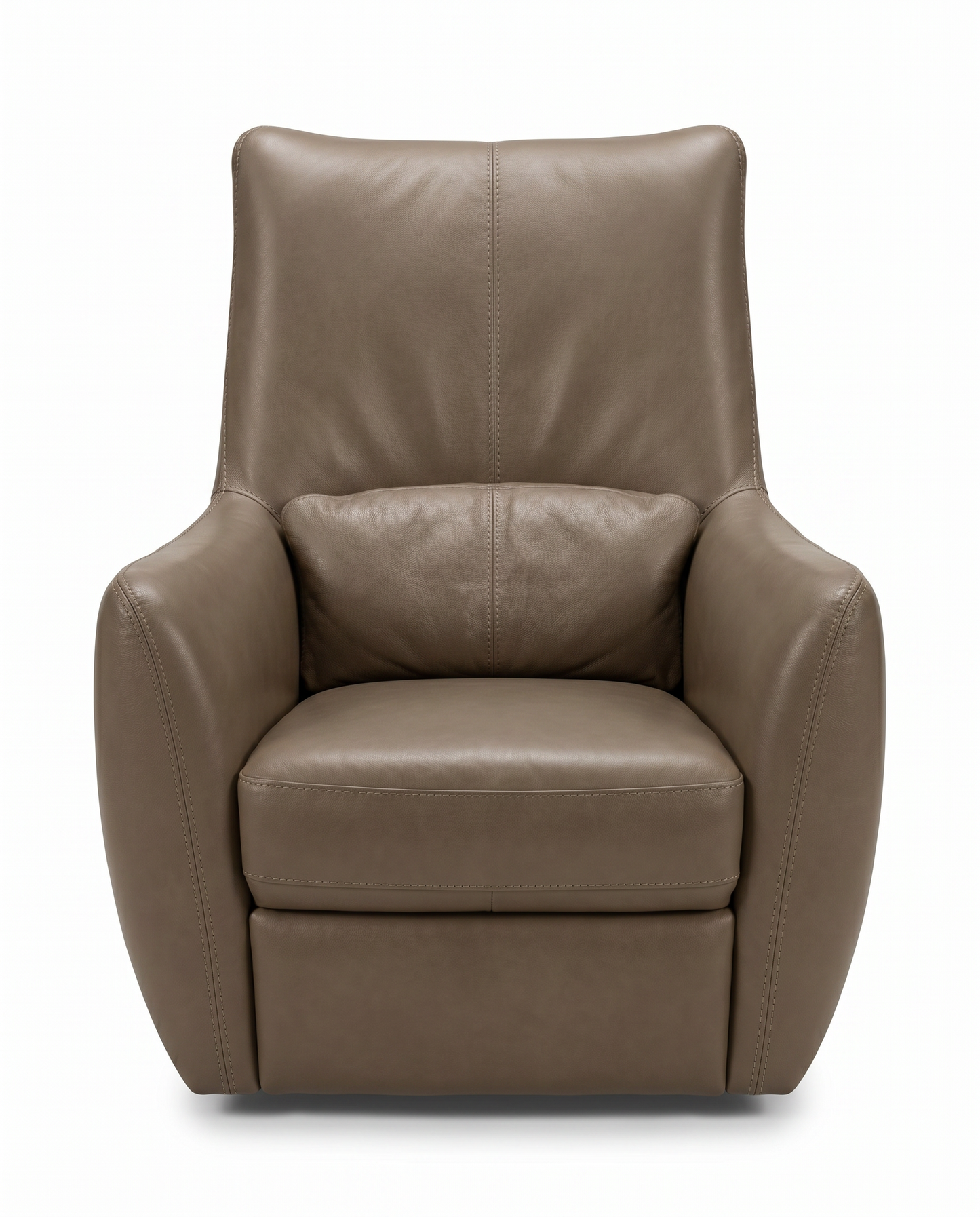 Domicil Taupe Leather Swivel Chairs (PAIR) 32.5 x 36 x 38.5