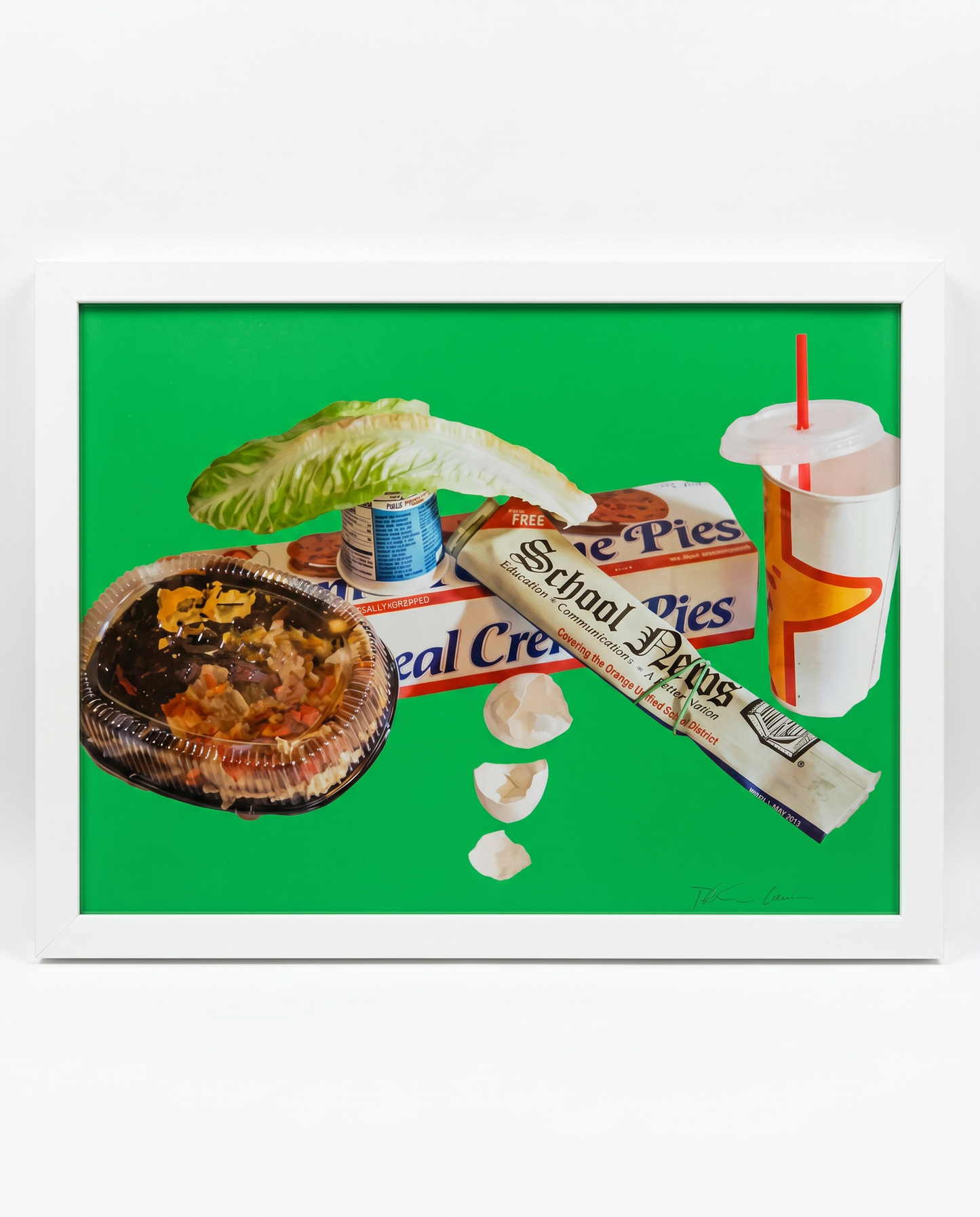 Dylan Trumbull Signed Original Photographic Framed Wall Art; Cream Pies, Nachos, School News 25.75 x 19.5