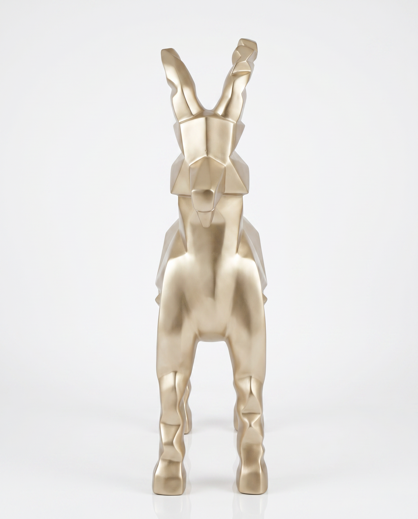 Geometric Alpine Ibex Sculpture, Champagne Faceted Polyresin 37 x 43"H