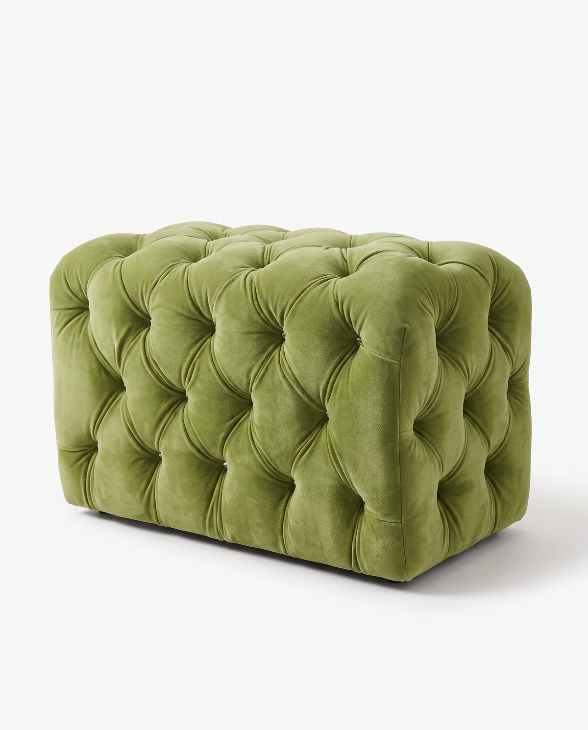Glam Tufted Velvet Ottoman w/Rhinestones 28.5W 15D 18.5H