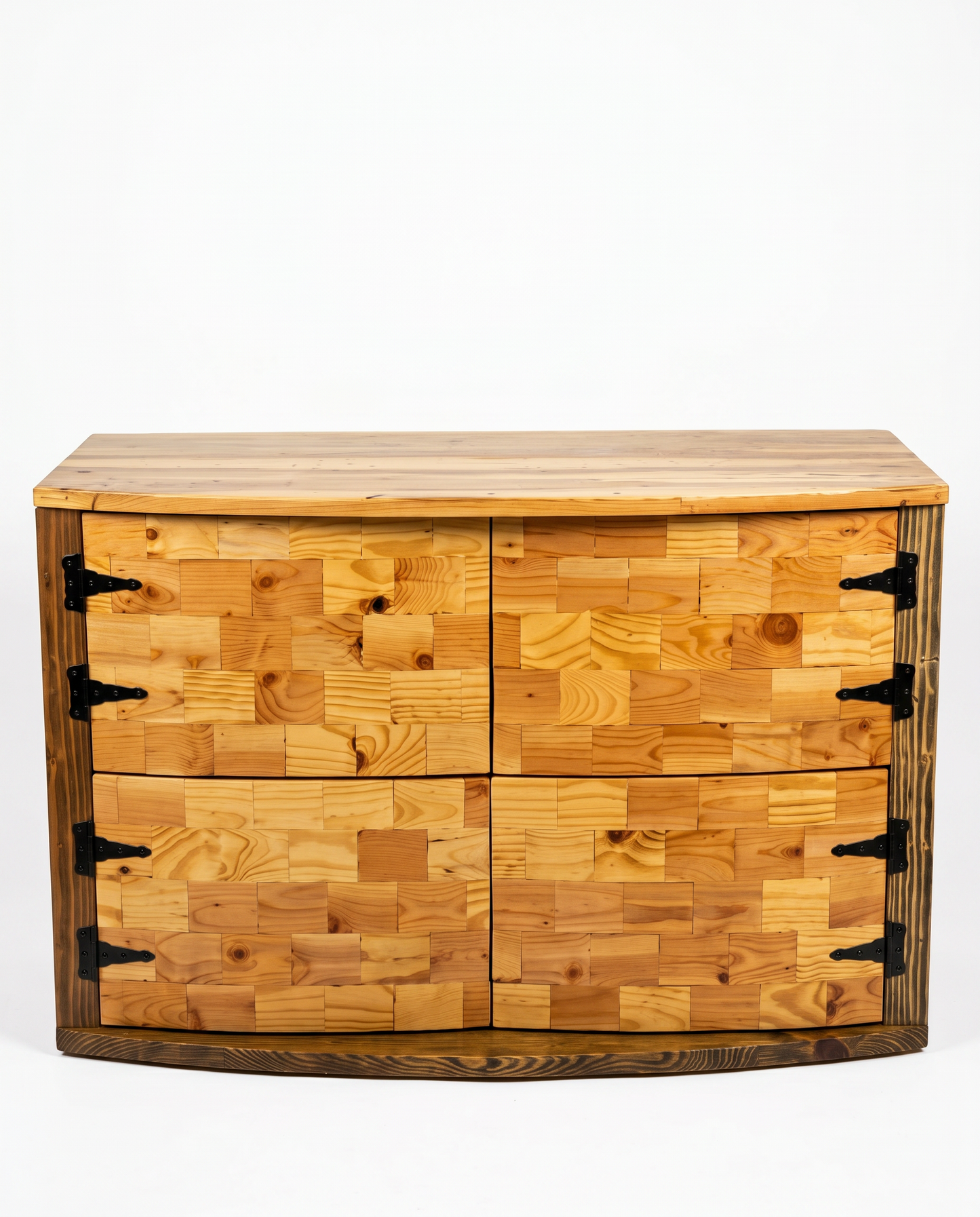 Hand Crafted Natural Wood One of A Kind Cabinet 55.5 x 20.5 x 34