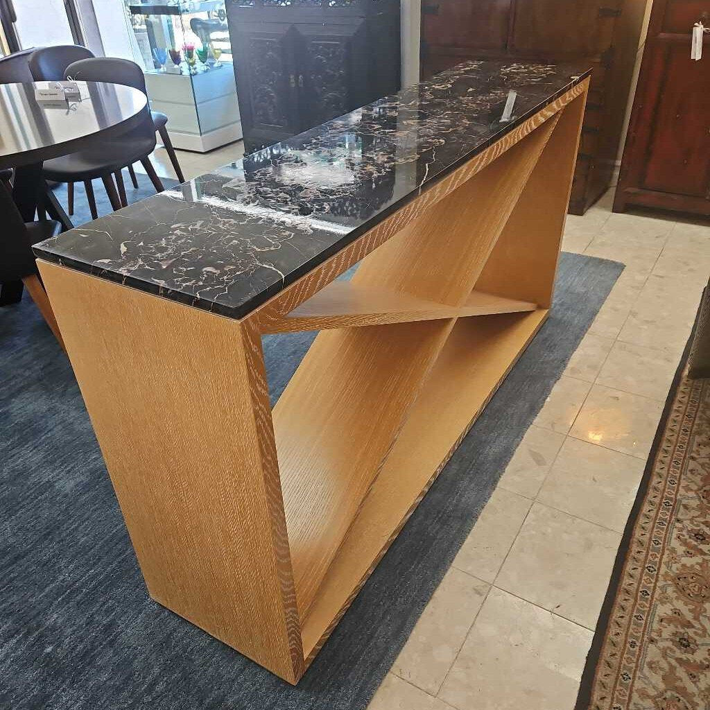 Custom Made Blonde Criss Cross Console w/Black Marble