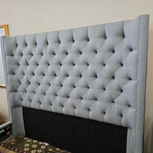 Load image into Gallery viewer, Bernhardt Furniture Standard King Upholstered Tufted Grey/Blue Bed Frame
