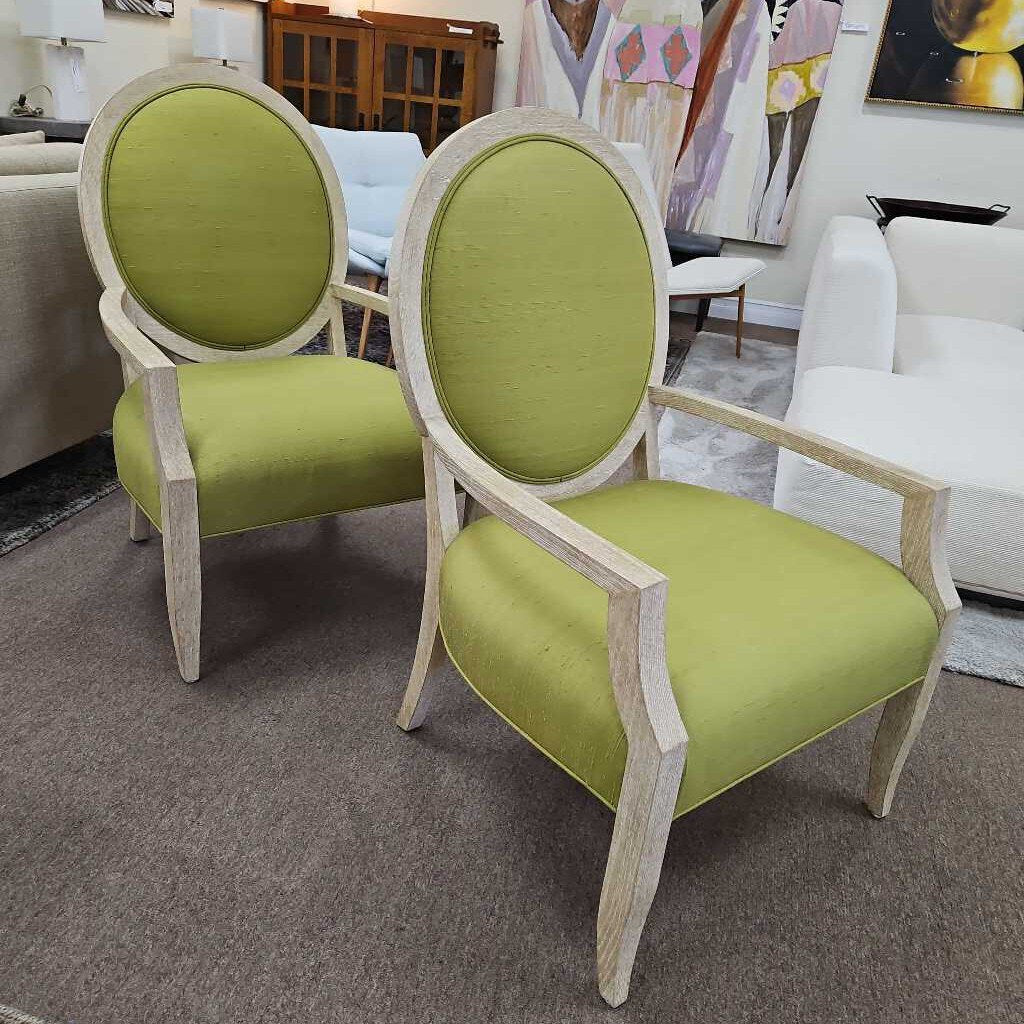 J. Robert Scott Transitional Blonde Wood Armchairs - PAIR