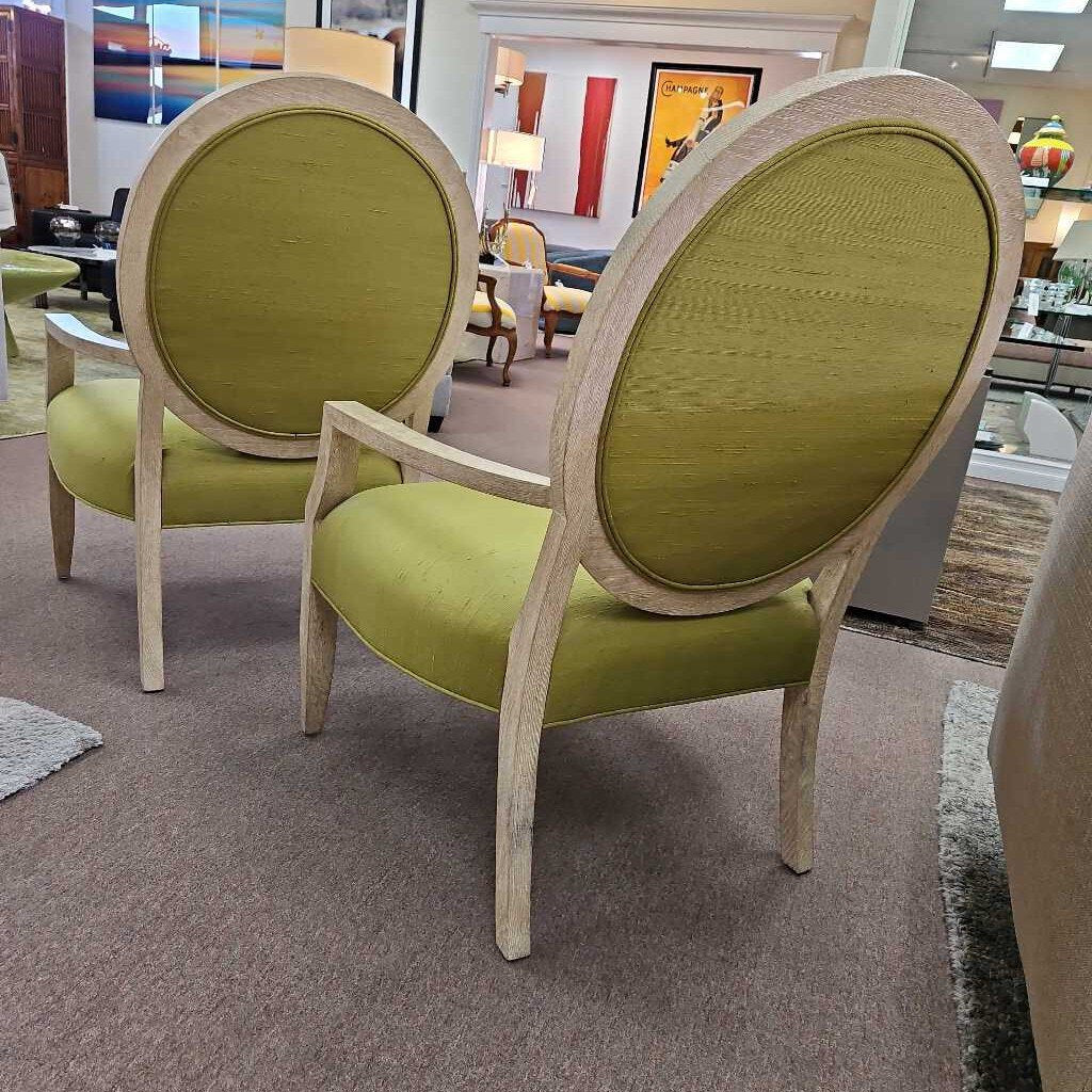 J. Robert Scott Transitional Blonde Wood Armchairs - PAIR