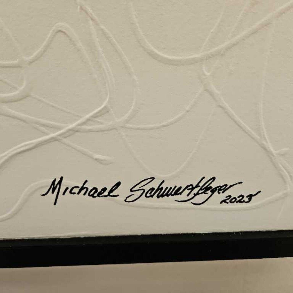 "Think Outside the Box, Think Outside the Box, Think Outside the Box"" Original Acrylic on Canvas Signed Michael Schwertfeger, Custom Frame