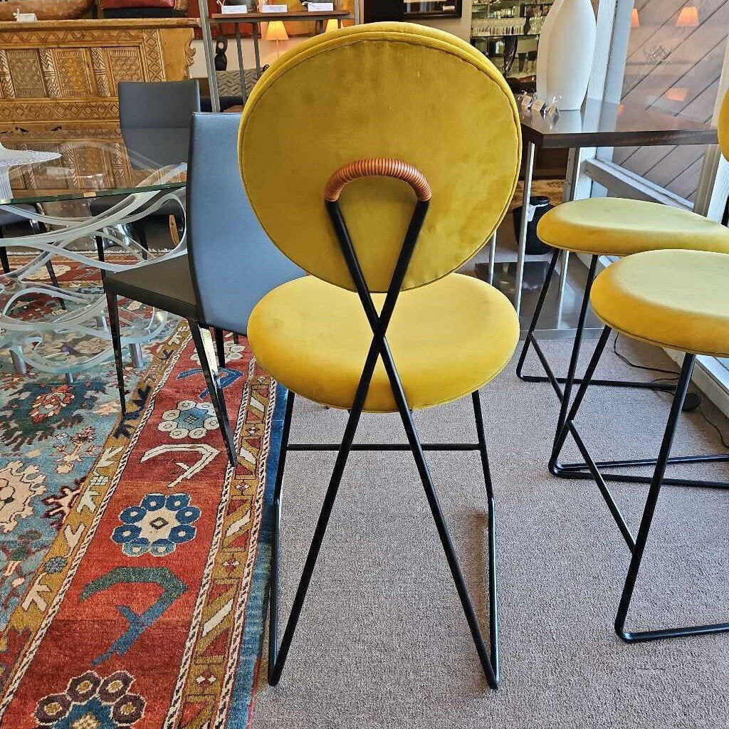 Jonathan Adler Caprice Counter Stools, Yellow - Set of 3