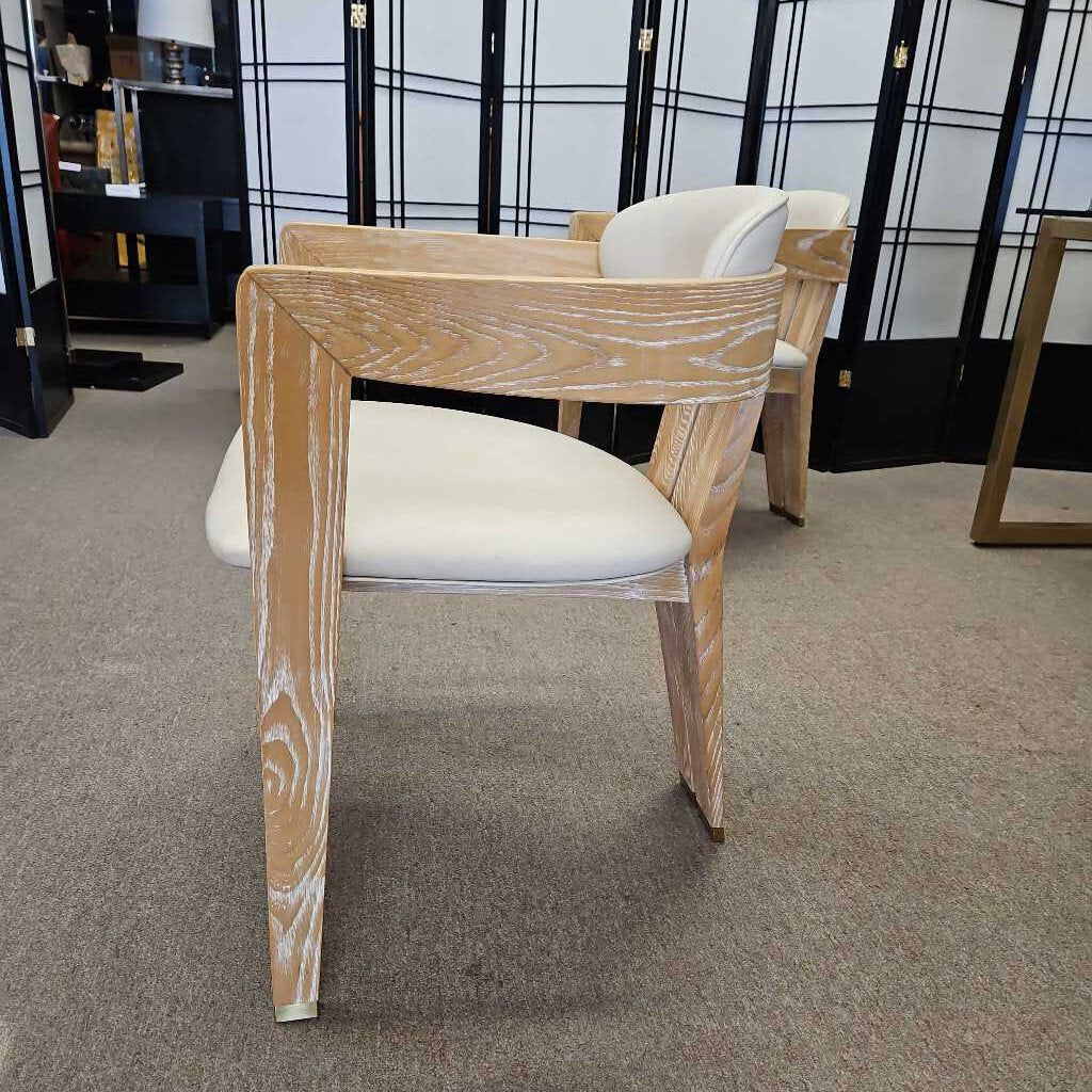 Interlude Maryl-III Dining Chairs, washed White Sungkai Wood - Set of 4