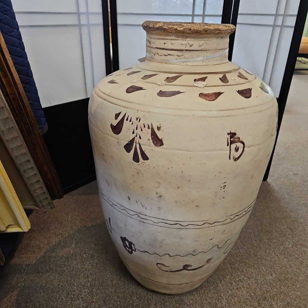 Antique Cizhou Ceramic Wine Jar, Glazed Iron-Pigmented Brown Slip