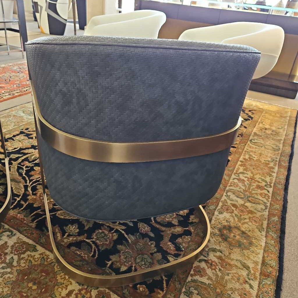 Milo Baughman Design Modern Bucket Brass Banded Chairs - PAIR