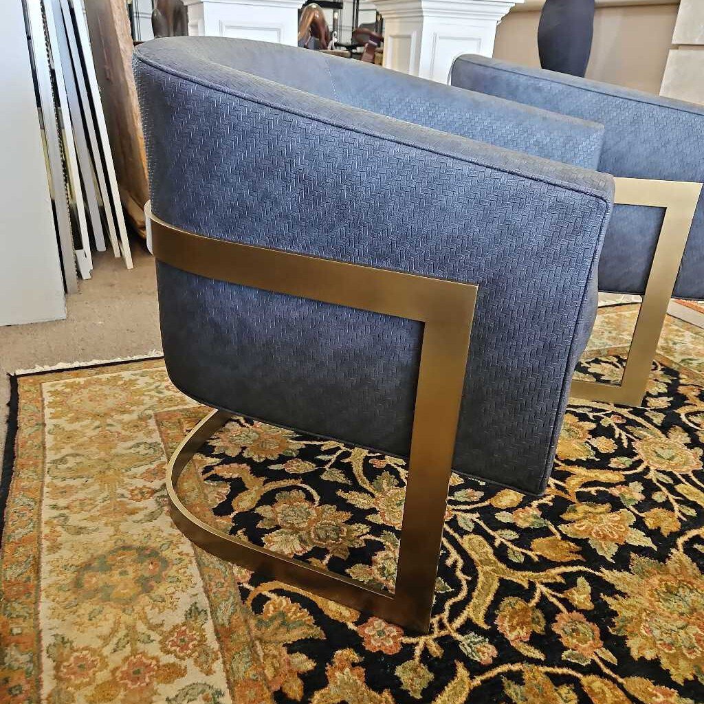 Milo Baughman Design Modern Bucket Brass Banded Chairs - PAIR