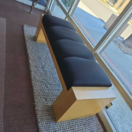 Holly Hunt Upholstered Cushion, Solid Wood Meditation Bench 1990's 62W 20D 20H