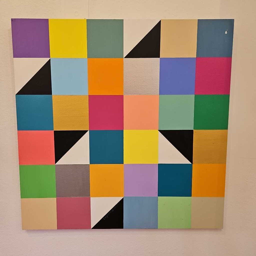 Pastel Prisms Acrylic on Board by Elizabeth Sutton Collection 24Sq