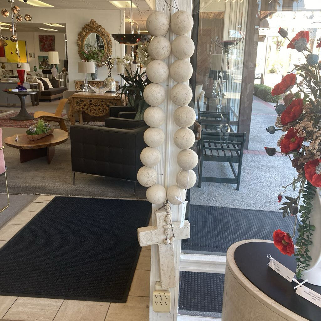 Painted White Rosary 54"