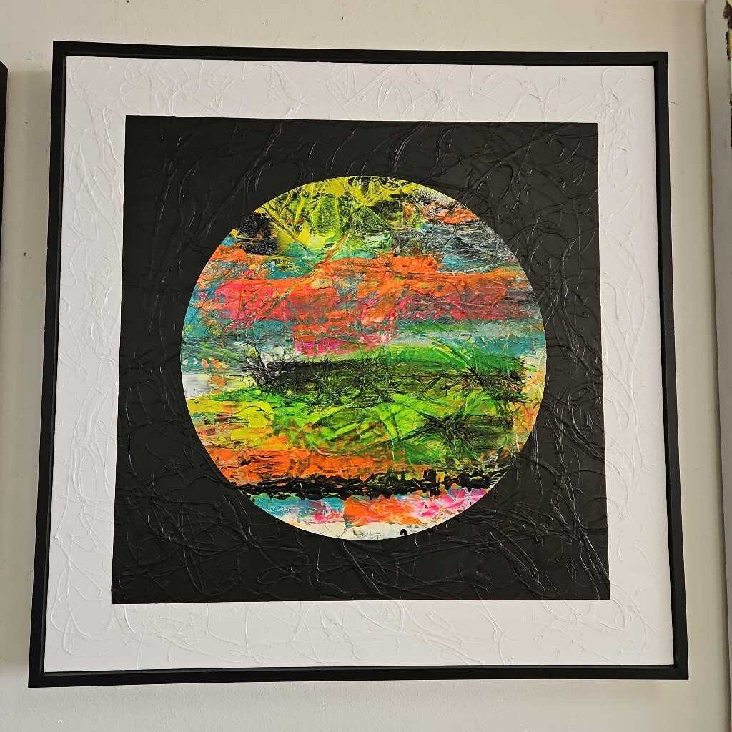 "Through The Lense" Signed Framed Abstract 41.25"Sq
