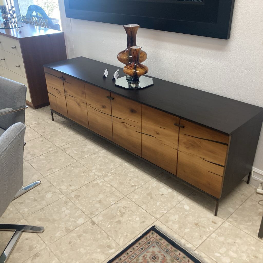 Pottery Barn Delta Buffet, Solid Mango Wood, Distinct Geometric Pattern 78W 18D 36H