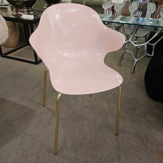 Calligaris Saint Tropez Chairs, Pale Pink, Quilted Backrest, Gold Finish Metal Base (SET OF 6) 22.25 x 20 x 32