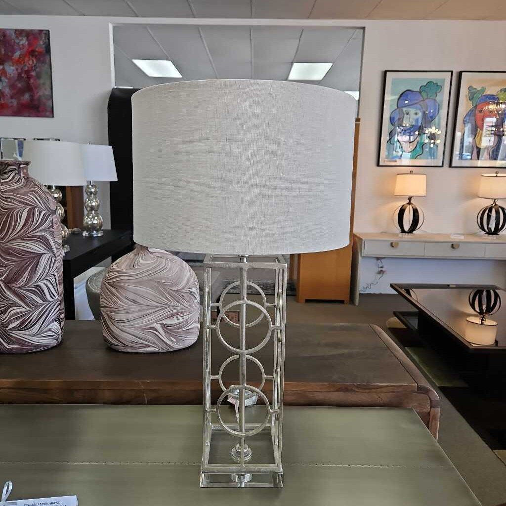 Uttermost Mezen Silver Table Lamps, Open Iron Frame w/Antiqued Silver Finish 29.5H - PAIR