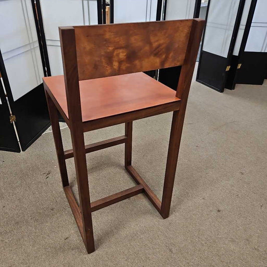 Modern Wood & Leather Guest Stools by Tyler Hays 17.25W 18D 37H - SET OF 4