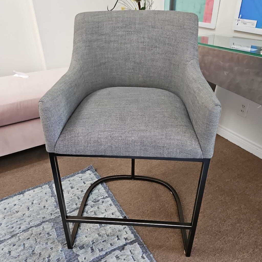Restoration Hardware Curved Back Track Arm, Black Metal Barstool 23W 23D 38H (5 Available)