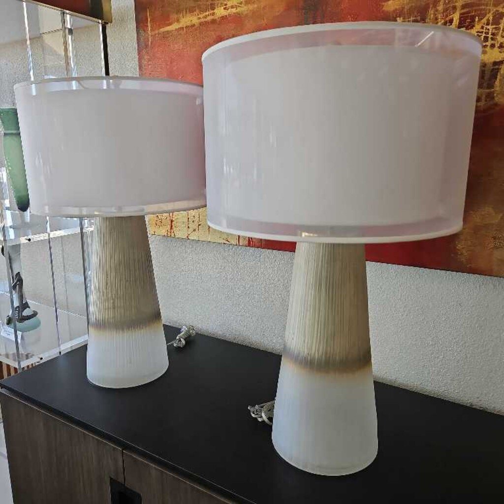 Ceramic Table Lamps w/Subtle Tapered Design 32H - PAIR
