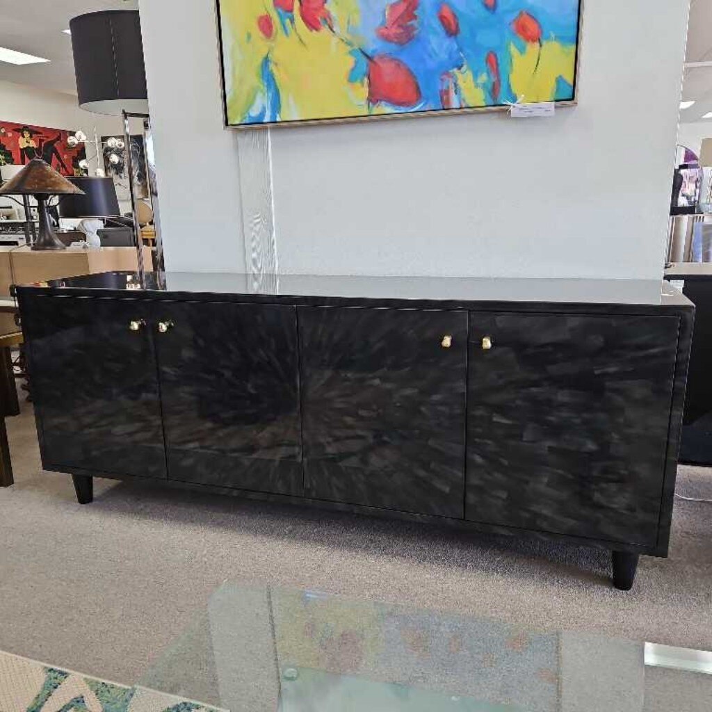 Torion 4-Door Buffet, Starburst Pattern, Dark Faux Horn 80W 20D 32.25H