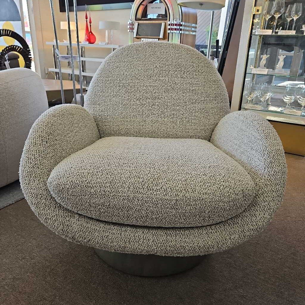 Thayer Coggin Urban Swivel Chair, Light Grey Textured Fabric 34W34D 34H