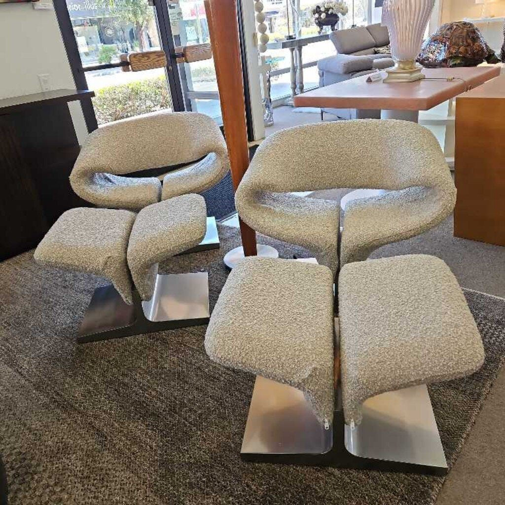 Authentic Artifort Ribbon Chairs Designed by Pierre Paulin, Boucle Fabric 34W 26D 28H - PAIR