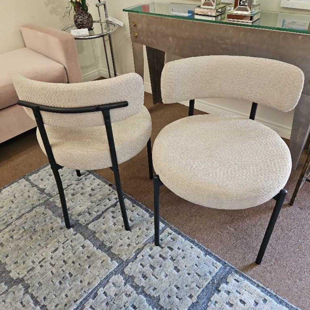 Meridan Beacon Boucle Beige Fabric Dining Chairs (PAIR) 20.5 x 20.5 x 29.5
