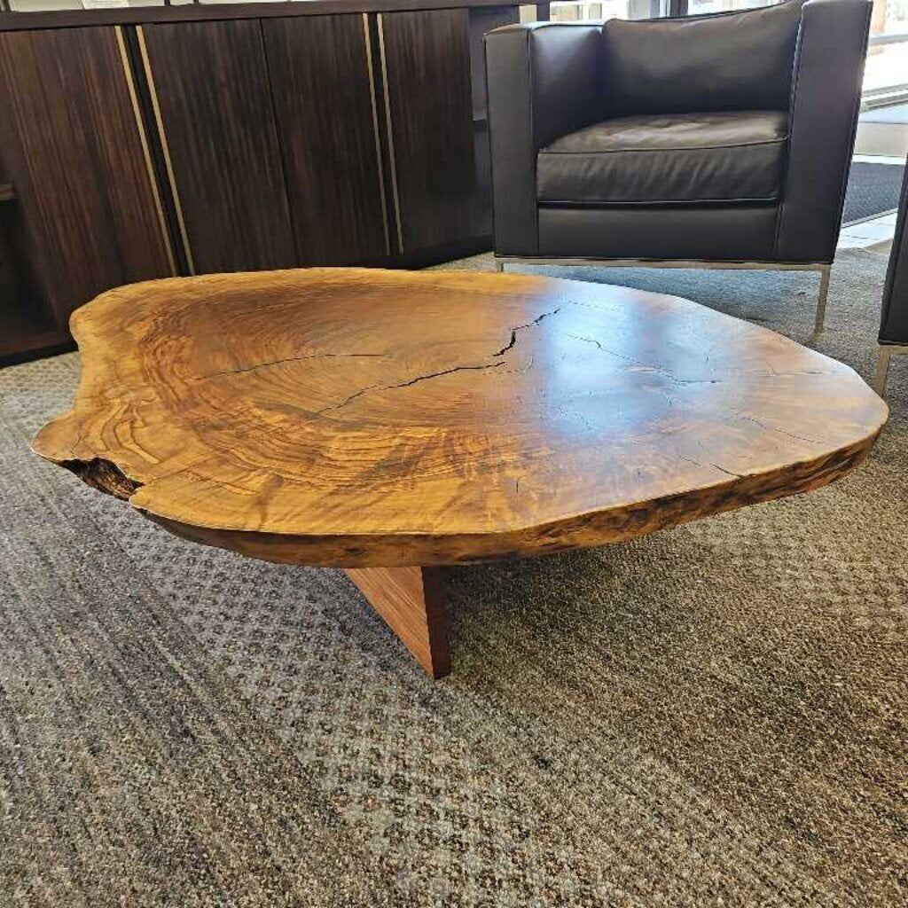 Pequi Slice Coffee Table, Solid Slab of Brazilian Pequi Wood 53.5W 35D 14.25H