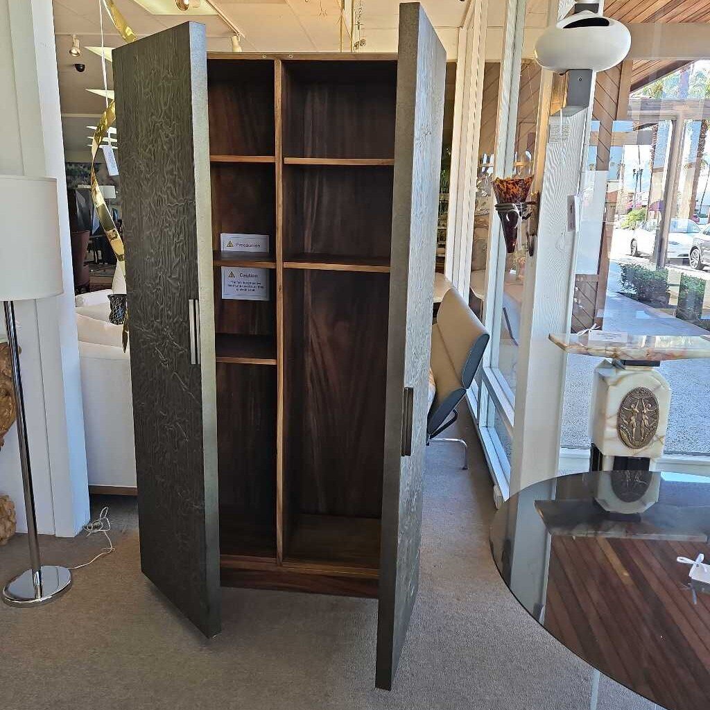 Taracea Tall Armoire, Double Doors, Textured Relief Patterns Ressembling Liquid Metal 41.5W 19.75D 79H