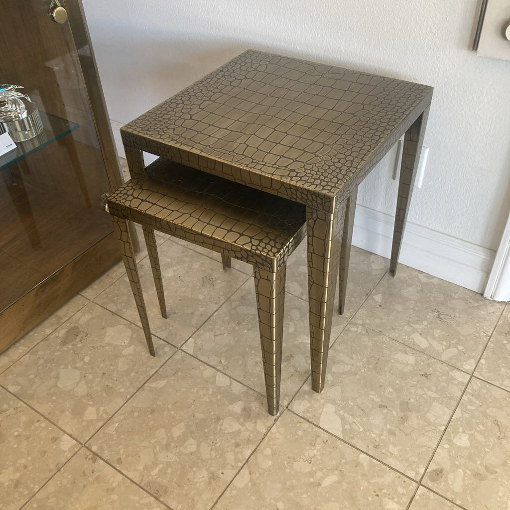 Albaninni Nesting Tables, Metallic Finish, Tapered Legs 18.25W 21H
