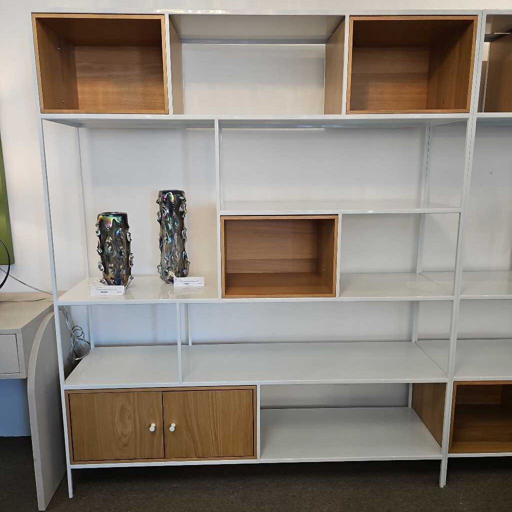 Room & Board Foshay Modular Shelving Unit, Open Shelves, Contrasting Natural Wood Cabinet Boxes 60W 15D 72H
