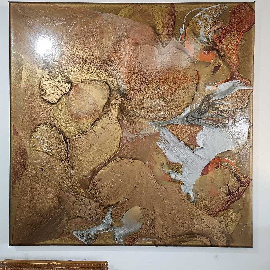 Elan Vital Original "Metallic Elegance" Collection Acrylic on Canvas 45.25"Sq