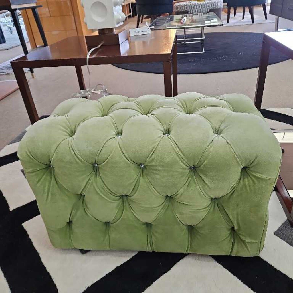 Glam Tufted Velvet Ottoman w/Rhinestones 28.5W 15D 18.5H