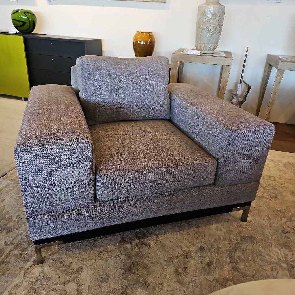 Nathan Anthony Grey Upholstered Armchair & a Half 49W 40D 32H