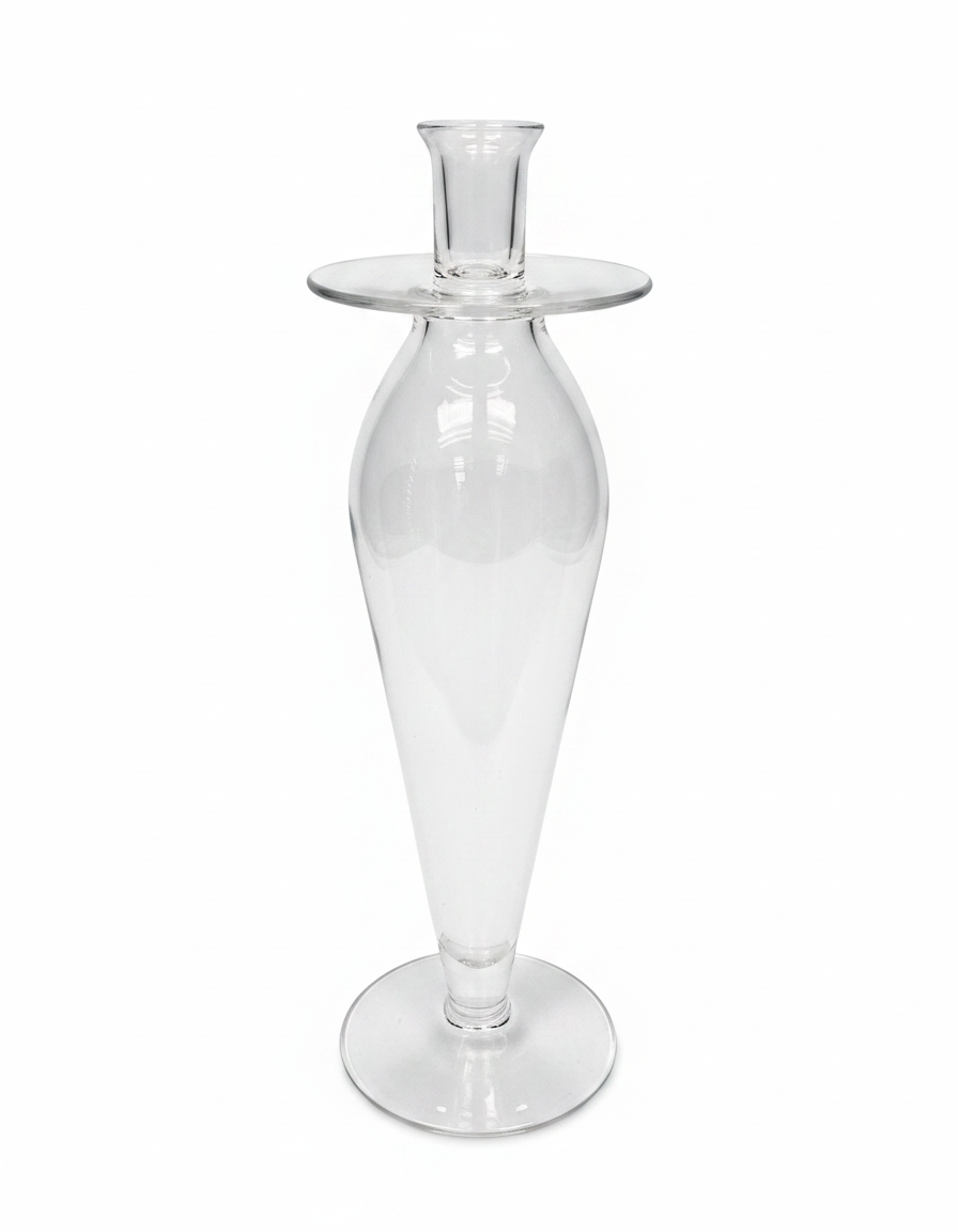 Italian Made Glass Portobello Candle Holder 5.75"Dia x 17"H