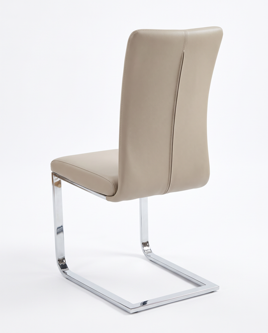 Italstudio Taupe PU Leather Hi-Back, C-shaped Base Dining Chairs 21 x 17.5 x 38H- SET OF 6