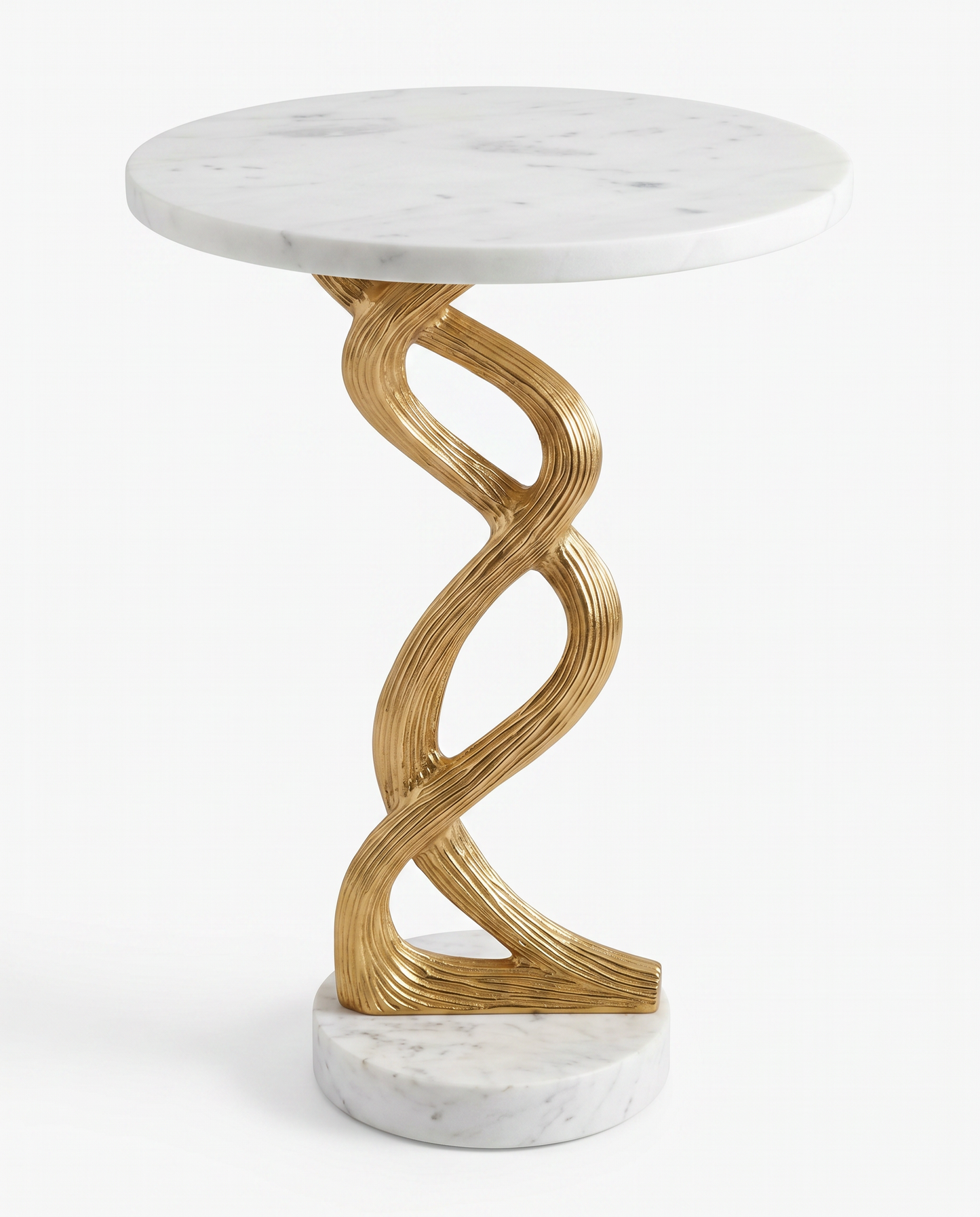 John-Richard Windswept Martini Tbl., Marble & Brass 14 Dia x 22.75"