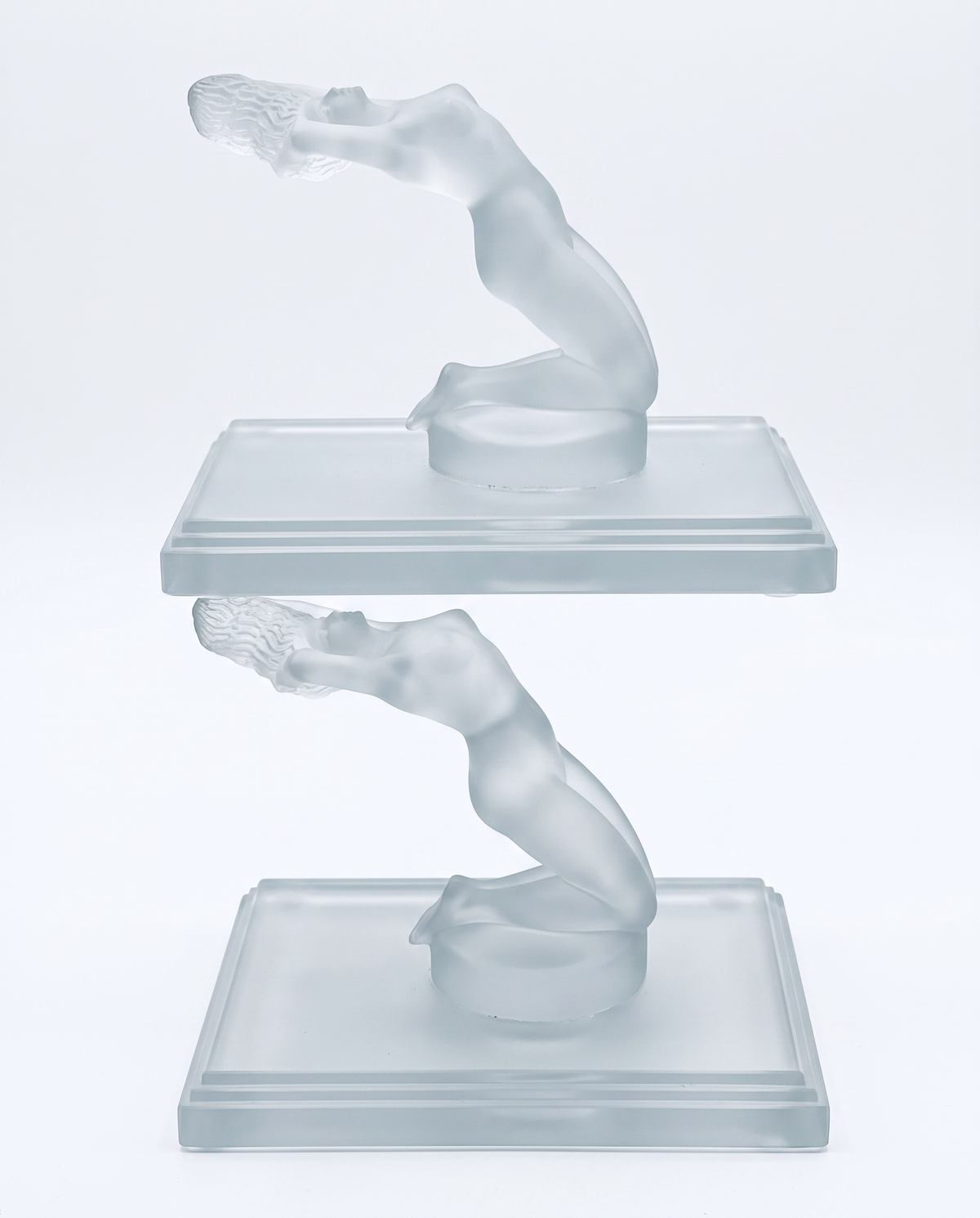 Lalique France Chrysis Crystal Bookends 7.75W 6D 6H - PAIR