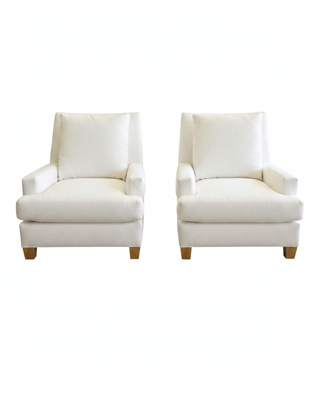 Lee Industries White Upholstered Lounge Chairs 34W 43D 38H - PAIR