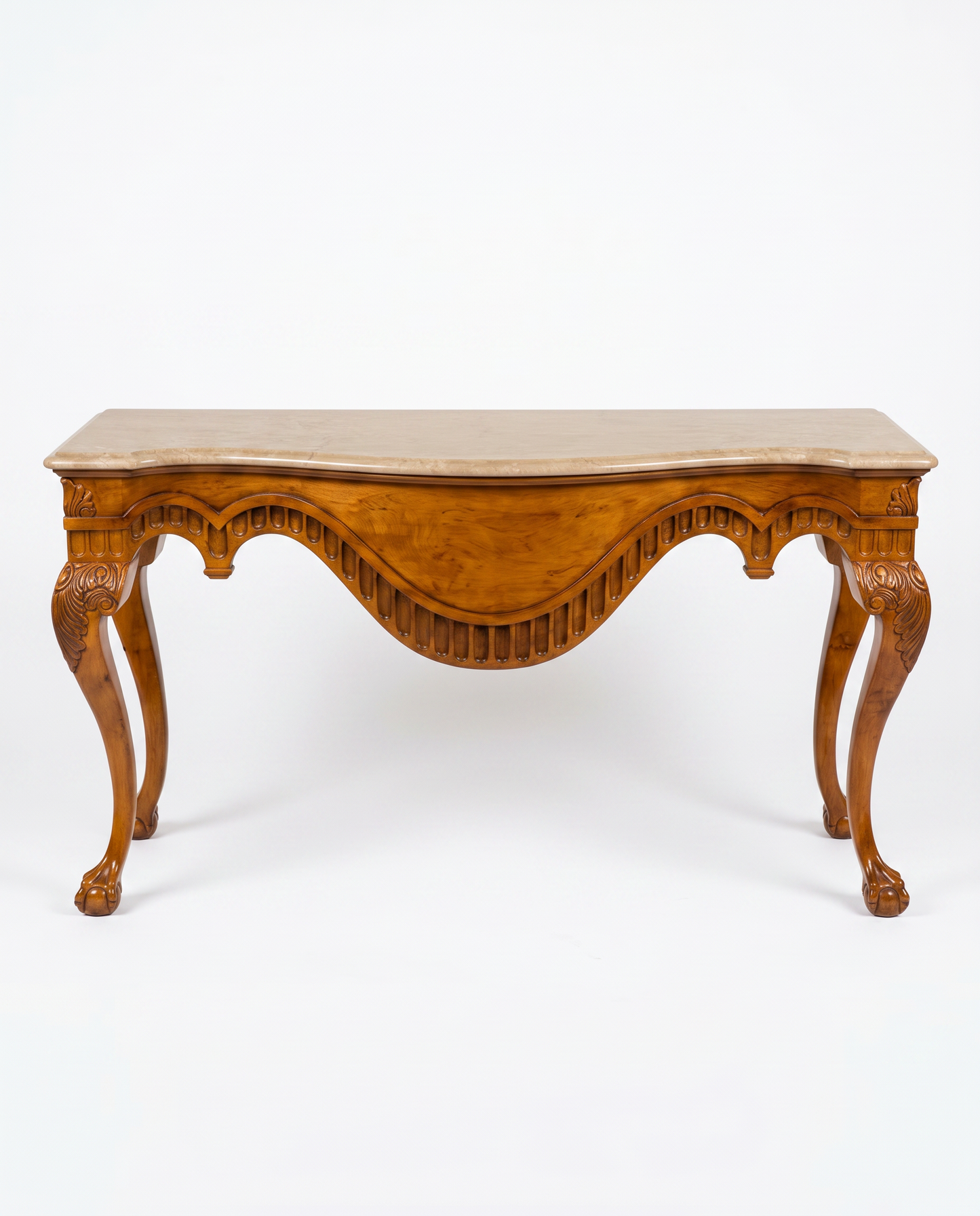 Maitland Smith Dutch Baroque Ornate Console w/Marble 67.5W 22D 35H