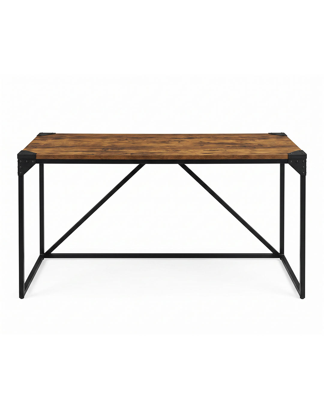 Minimalist Console/Desk, Dark Brown Wood, Black Metal 61.5W 25D30H