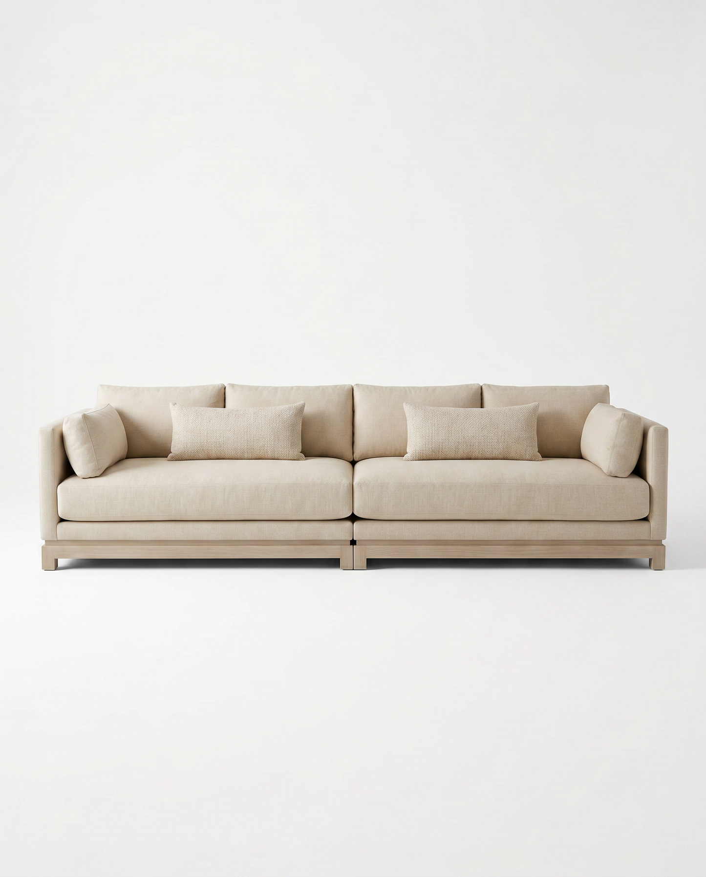Modular 2-Pc. Sectional Sofa, Wood Framed, Bench-Style Cushions 144W 41D 30H